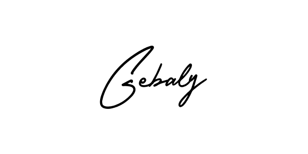 The best way (AmerikaSignatureDemo-Regular) to make a short signature is to pick only two or three words in your name. The name Gebaly include a total of six letters. For converting this name. Gebaly signature style 3 images and pictures png