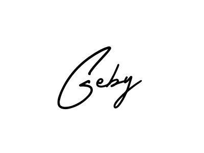 How to make Geby name signature. Use AmerikaSignatureDemo-Regular style for creating short signs online. This is the latest handwritten sign. Geby signature style 3 images and pictures png