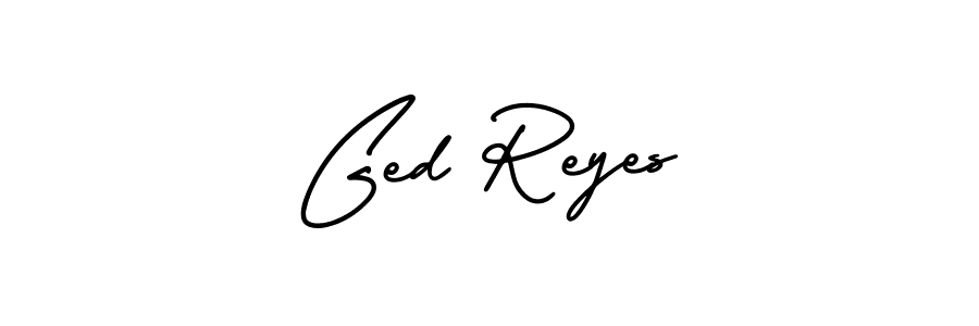if you are searching for the best signature style for your name Ged Reyes. so please give up your signature search. here we have designed multiple signature styles  using AmerikaSignatureDemo-Regular. Ged Reyes signature style 3 images and pictures png
