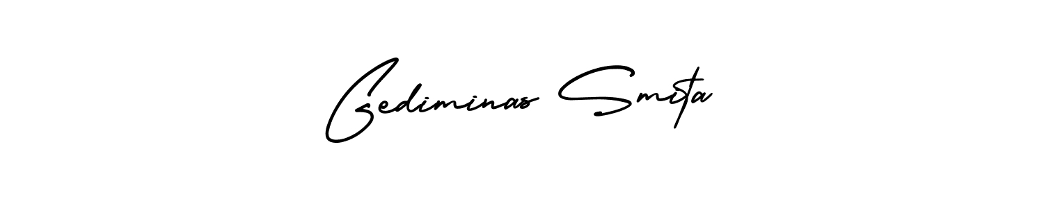 Design your own signature with our free online signature maker. With this signature software, you can create a handwritten (AmerikaSignatureDemo-Regular) signature for name Gediminas Smita. Gediminas Smita signature style 3 images and pictures png