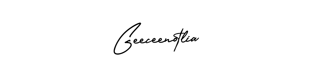 How to make Geeceenotlia name signature. Use AmerikaSignatureDemo-Regular style for creating short signs online. This is the latest handwritten sign. Geeceenotlia signature style 3 images and pictures png