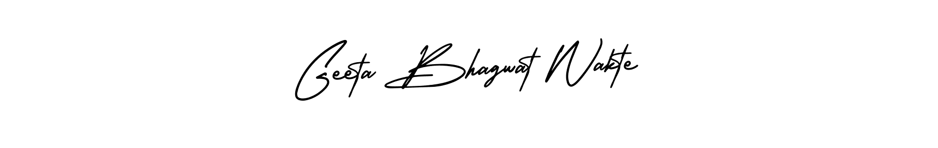 You should practise on your own different ways (AmerikaSignatureDemo-Regular) to write your name (Geeta Bhagwat Wakte) in signature. don't let someone else do it for you. Geeta Bhagwat Wakte signature style 3 images and pictures png