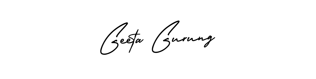 Geeta Gurung stylish signature style. Best Handwritten Sign (AmerikaSignatureDemo-Regular) for my name. Handwritten Signature Collection Ideas for my name Geeta Gurung. Geeta Gurung signature style 3 images and pictures png