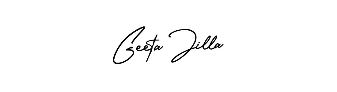 How to make Geeta Jilla name signature. Use AmerikaSignatureDemo-Regular style for creating short signs online. This is the latest handwritten sign. Geeta Jilla signature style 3 images and pictures png