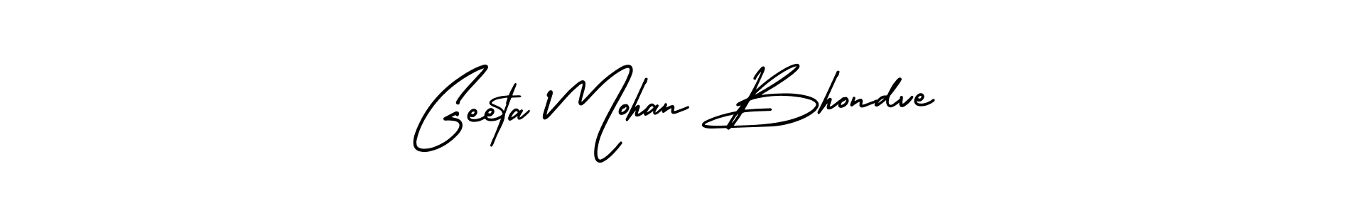You should practise on your own different ways (AmerikaSignatureDemo-Regular) to write your name (Geeta Mohan Bhondve) in signature. don't let someone else do it for you. Geeta Mohan Bhondve signature style 3 images and pictures png