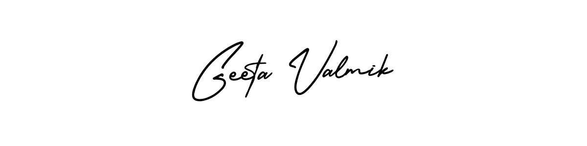 How to make Geeta Valmik name signature. Use AmerikaSignatureDemo-Regular style for creating short signs online. This is the latest handwritten sign. Geeta Valmik signature style 3 images and pictures png