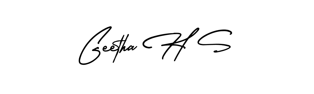 The best way (AmerikaSignatureDemo-Regular) to make a short signature is to pick only two or three words in your name. The name Geetha H S include a total of six letters. For converting this name. Geetha H S signature style 3 images and pictures png