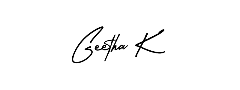 Design your own signature with our free online signature maker. With this signature software, you can create a handwritten (AmerikaSignatureDemo-Regular) signature for name Geetha K. Geetha K signature style 3 images and pictures png