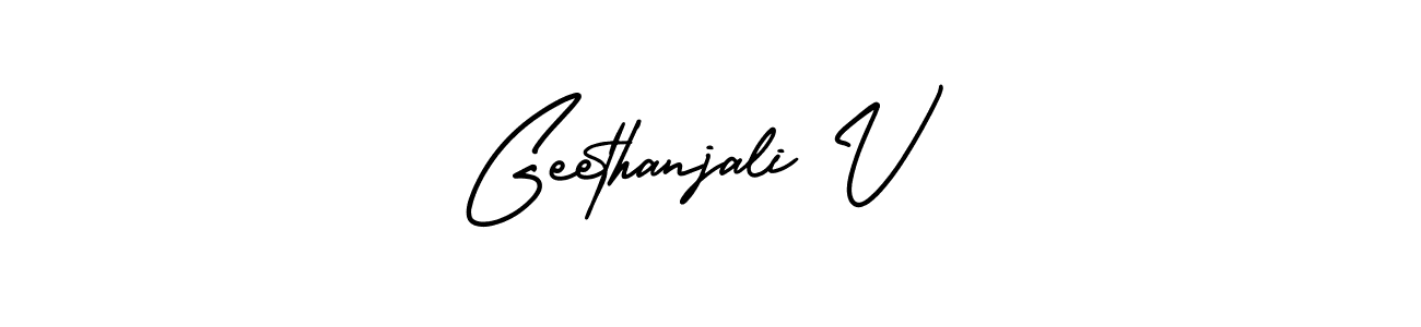 This is the best signature style for the Geethanjali V name. Also you like these signature font (AmerikaSignatureDemo-Regular). Mix name signature. Geethanjali V signature style 3 images and pictures png