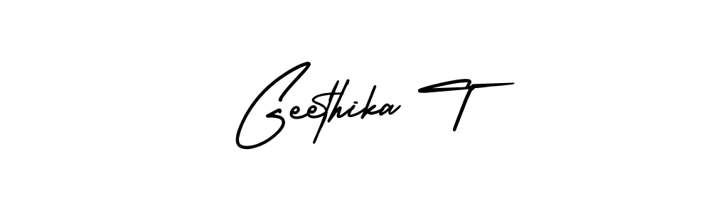 AmerikaSignatureDemo-Regular is a professional signature style that is perfect for those who want to add a touch of class to their signature. It is also a great choice for those who want to make their signature more unique. Get Geethika T name to fancy signature for free. Geethika T signature style 3 images and pictures png
