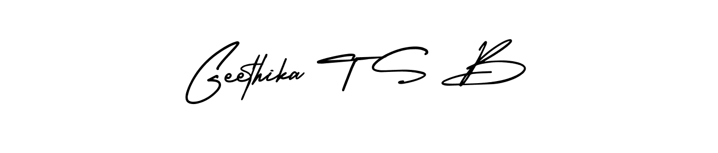 Use a signature maker to create a handwritten signature online. With this signature software, you can design (AmerikaSignatureDemo-Regular) your own signature for name Geethika T S B. Geethika T S B signature style 3 images and pictures png