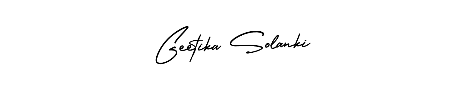 You should practise on your own different ways (AmerikaSignatureDemo-Regular) to write your name (Geetika Solanki) in signature. don't let someone else do it for you. Geetika Solanki signature style 3 images and pictures png