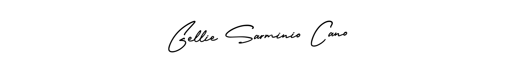 The best way (AmerikaSignatureDemo-Regular) to make a short signature is to pick only two or three words in your name. The name Gellie Sarminio Cano include a total of six letters. For converting this name. Gellie Sarminio Cano signature style 3 images and pictures png