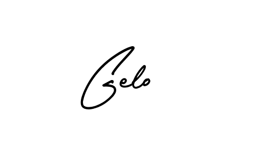 The best way (AmerikaSignatureDemo-Regular) to make a short signature is to pick only two or three words in your name. The name Gelo  include a total of six letters. For converting this name. Gelo  signature style 3 images and pictures png