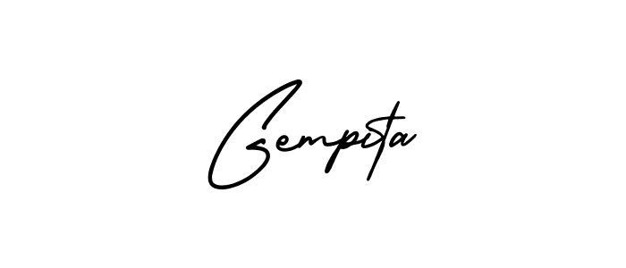 You should practise on your own different ways (AmerikaSignatureDemo-Regular) to write your name (Gempita) in signature. don't let someone else do it for you. Gempita signature style 3 images and pictures png