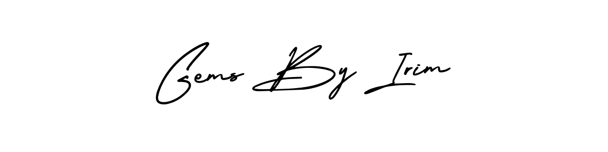 The best way (AmerikaSignatureDemo-Regular) to make a short signature is to pick only two or three words in your name. The name Gems By Irim include a total of six letters. For converting this name. Gems By Irim signature style 3 images and pictures png