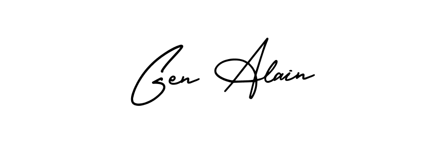 How to make Gen Alain signature? AmerikaSignatureDemo-Regular is a professional autograph style. Create handwritten signature for Gen Alain name. Gen Alain signature style 3 images and pictures png