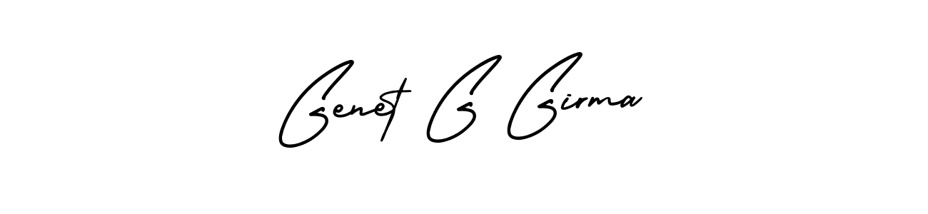 You should practise on your own different ways (AmerikaSignatureDemo-Regular) to write your name (Genet G Girma) in signature. don't let someone else do it for you. Genet G Girma signature style 3 images and pictures png