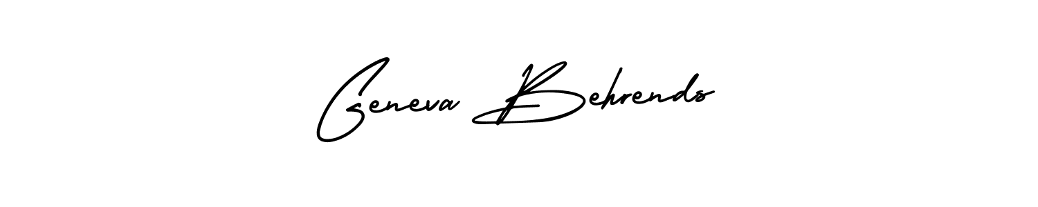 You should practise on your own different ways (AmerikaSignatureDemo-Regular) to write your name (Geneva Behrends) in signature. don't let someone else do it for you. Geneva Behrends signature style 3 images and pictures png