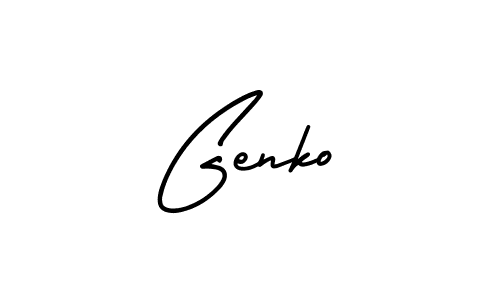 The best way (AmerikaSignatureDemo-Regular) to make a short signature is to pick only two or three words in your name. The name Genko include a total of six letters. For converting this name. Genko signature style 3 images and pictures png
