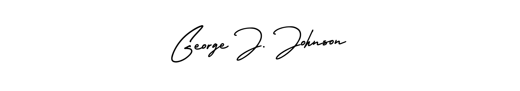 How to make George J. Johnson name signature. Use AmerikaSignatureDemo-Regular style for creating short signs online. This is the latest handwritten sign. George J. Johnson signature style 3 images and pictures png