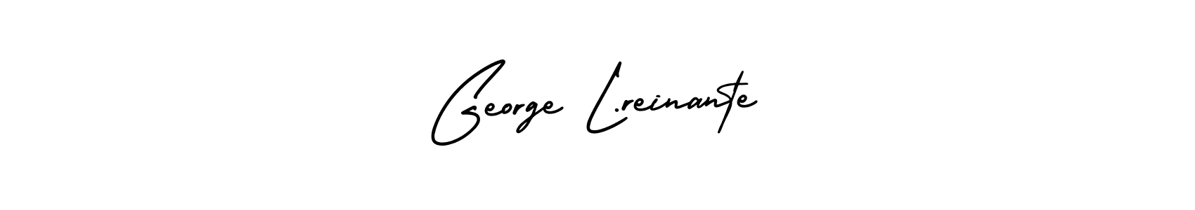 The best way (AmerikaSignatureDemo-Regular) to make a short signature is to pick only two or three words in your name. The name George L.reinante include a total of six letters. For converting this name. George L.reinante signature style 3 images and pictures png