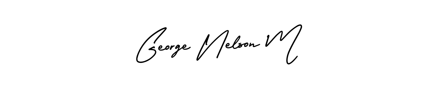How to Draw George Nelson M signature style? AmerikaSignatureDemo-Regular is a latest design signature styles for name George Nelson M. George Nelson M signature style 3 images and pictures png