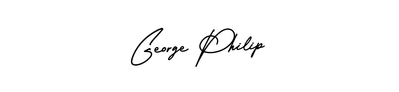 You should practise on your own different ways (AmerikaSignatureDemo-Regular) to write your name (George Philip) in signature. don't let someone else do it for you. George Philip signature style 3 images and pictures png