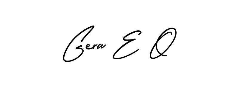 How to make Gera E O name signature. Use AmerikaSignatureDemo-Regular style for creating short signs online. This is the latest handwritten sign. Gera E O signature style 3 images and pictures png