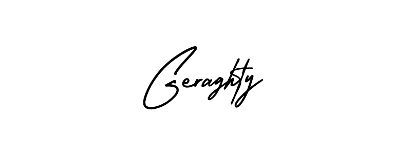 You should practise on your own different ways (AmerikaSignatureDemo-Regular) to write your name (Geraghty) in signature. don't let someone else do it for you. Geraghty signature style 3 images and pictures png