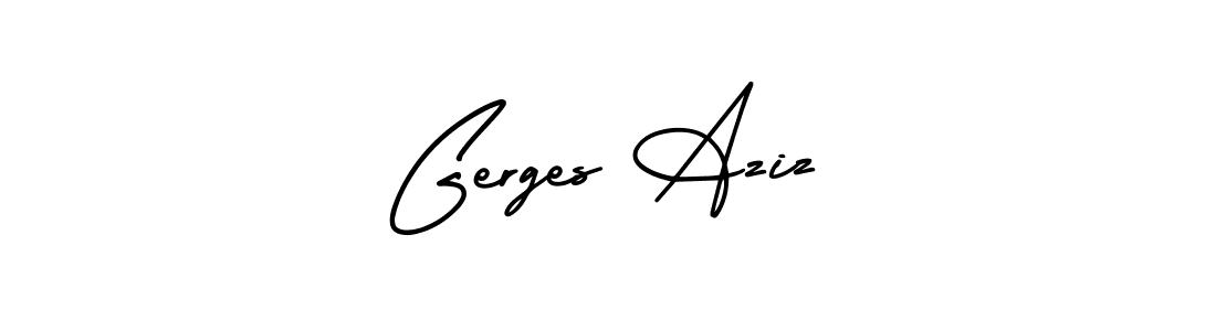 Make a short Gerges Aziz signature style. Manage your documents anywhere anytime using AmerikaSignatureDemo-Regular. Create and add eSignatures, submit forms, share and send files easily. Gerges Aziz signature style 3 images and pictures png