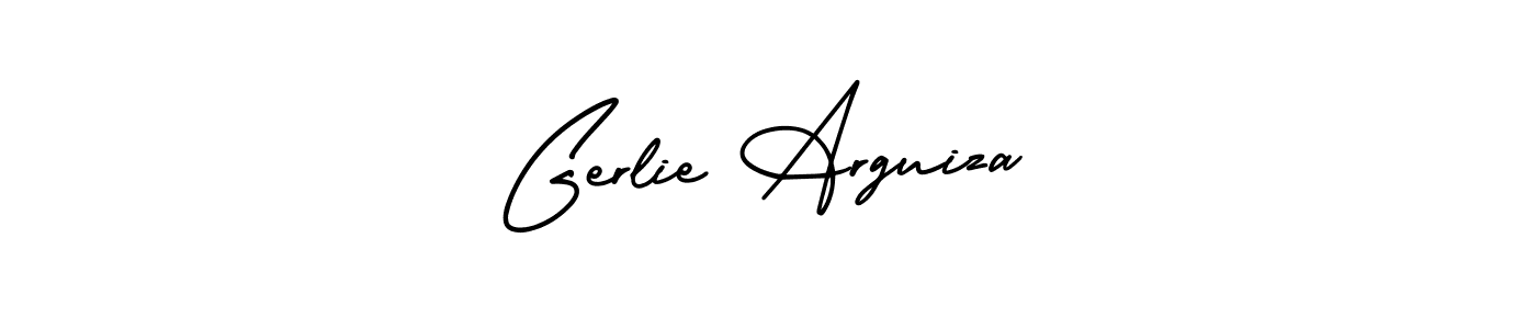 You should practise on your own different ways (AmerikaSignatureDemo-Regular) to write your name (Gerlie Arguiza) in signature. don't let someone else do it for you. Gerlie Arguiza signature style 3 images and pictures png