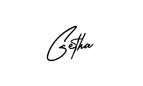How to make Getha name signature. Use AmerikaSignatureDemo-Regular style for creating short signs online. This is the latest handwritten sign. Getha signature style 3 images and pictures png