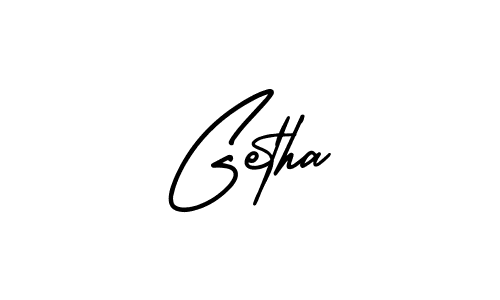 Getha stylish signature style. Best Handwritten Sign (AmerikaSignatureDemo-Regular) for my name. Handwritten Signature Collection Ideas for my name Getha. Getha signature style 3 images and pictures png