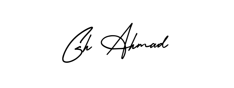 How to make Gh Ahmad name signature. Use AmerikaSignatureDemo-Regular style for creating short signs online. This is the latest handwritten sign. Gh Ahmad signature style 3 images and pictures png