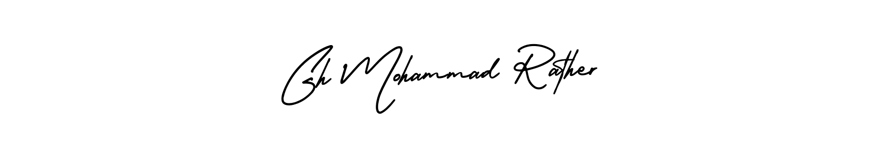 The best way (AmerikaSignatureDemo-Regular) to make a short signature is to pick only two or three words in your name. The name Gh Mohammad Rather include a total of six letters. For converting this name. Gh Mohammad Rather signature style 3 images and pictures png