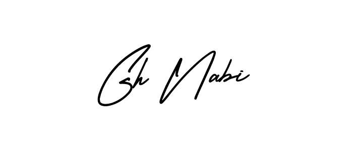 This is the best signature style for the Gh Nabi name. Also you like these signature font (AmerikaSignatureDemo-Regular). Mix name signature. Gh Nabi signature style 3 images and pictures png