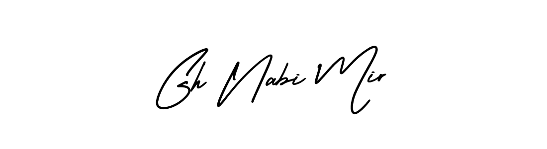You should practise on your own different ways (AmerikaSignatureDemo-Regular) to write your name (Gh Nabi Mir) in signature. don't let someone else do it for you. Gh Nabi Mir signature style 3 images and pictures png