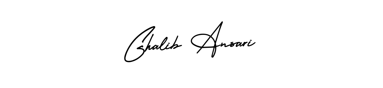 This is the best signature style for the Ghalib Ansari name. Also you like these signature font (AmerikaSignatureDemo-Regular). Mix name signature. Ghalib Ansari signature style 3 images and pictures png