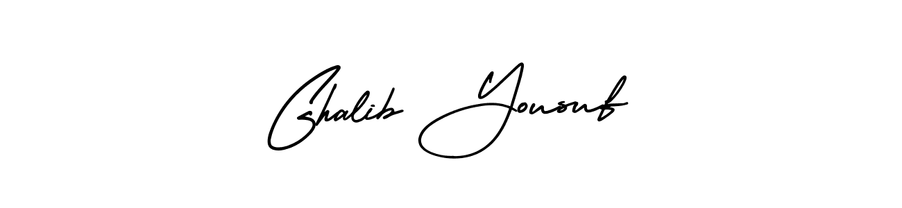 How to make Ghalib Yousuf name signature. Use AmerikaSignatureDemo-Regular style for creating short signs online. This is the latest handwritten sign. Ghalib Yousuf signature style 3 images and pictures png