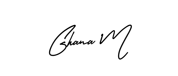 The best way (AmerikaSignatureDemo-Regular) to make a short signature is to pick only two or three words in your name. The name Ghana M include a total of six letters. For converting this name. Ghana M signature style 3 images and pictures png