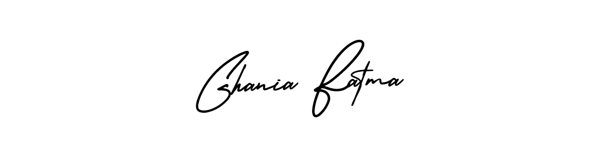 The best way (AmerikaSignatureDemo-Regular) to make a short signature is to pick only two or three words in your name. The name Ghania Fatma include a total of six letters. For converting this name. Ghania Fatma signature style 3 images and pictures png
