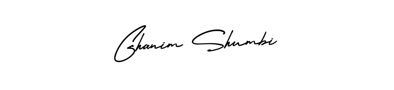 How to make Ghanim Shumbi name signature. Use AmerikaSignatureDemo-Regular style for creating short signs online. This is the latest handwritten sign. Ghanim Shumbi signature style 3 images and pictures png