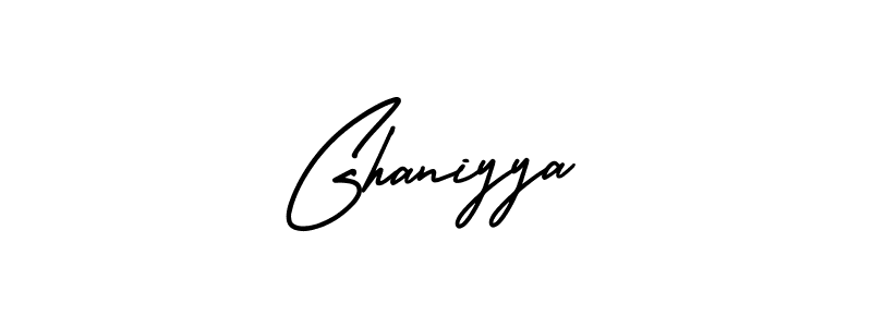 The best way (AmerikaSignatureDemo-Regular) to make a short signature is to pick only two or three words in your name. The name Ghaniyya include a total of six letters. For converting this name. Ghaniyya signature style 3 images and pictures png