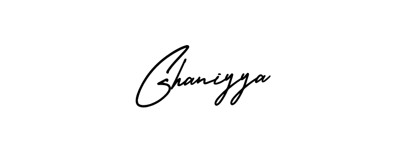 The best way (AmerikaSignatureDemo-Regular) to make a short signature is to pick only two or three words in your name. The name Ghaniyya include a total of six letters. For converting this name. Ghaniyya signature style 3 images and pictures png