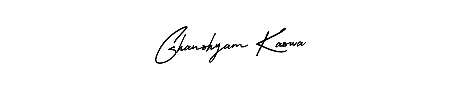 The best way (AmerikaSignatureDemo-Regular) to make a short signature is to pick only two or three words in your name. The name Ghanshyam Kaswa include a total of six letters. For converting this name. Ghanshyam Kaswa signature style 3 images and pictures png