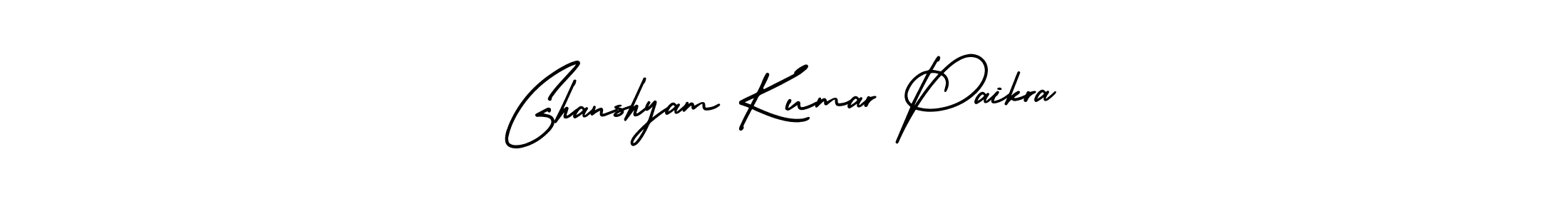 The best way (AmerikaSignatureDemo-Regular) to make a short signature is to pick only two or three words in your name. The name Ghanshyam Kumar Paikra include a total of six letters. For converting this name. Ghanshyam Kumar Paikra signature style 3 images and pictures png