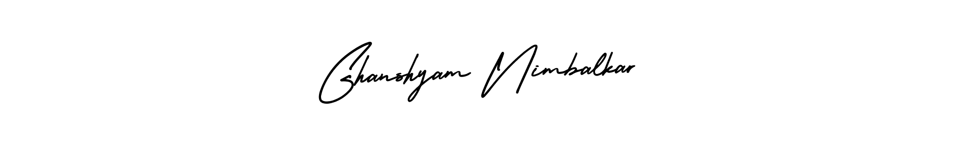 You should practise on your own different ways (AmerikaSignatureDemo-Regular) to write your name (Ghanshyam Nimbalkar) in signature. don't let someone else do it for you. Ghanshyam Nimbalkar signature style 3 images and pictures png