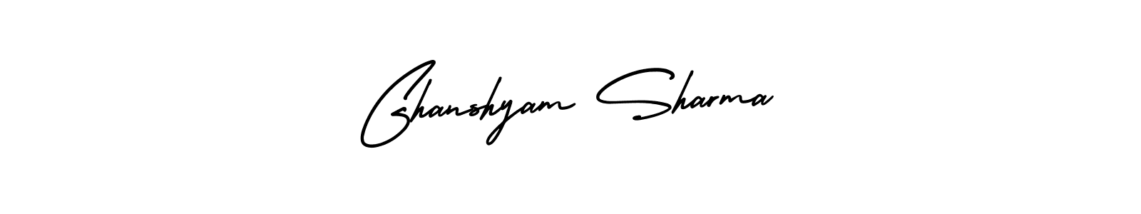 You should practise on your own different ways (AmerikaSignatureDemo-Regular) to write your name (Ghanshyam Sharma) in signature. don't let someone else do it for you. Ghanshyam Sharma signature style 3 images and pictures png