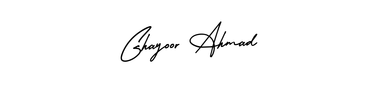 This is the best signature style for the Ghayoor Ahmad name. Also you like these signature font (AmerikaSignatureDemo-Regular). Mix name signature. Ghayoor Ahmad signature style 3 images and pictures png